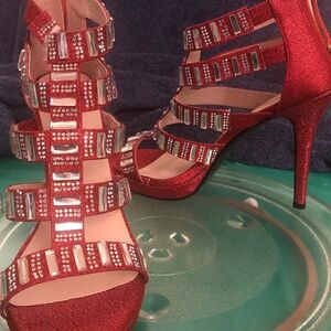 Red Glitter Platform Stilettos